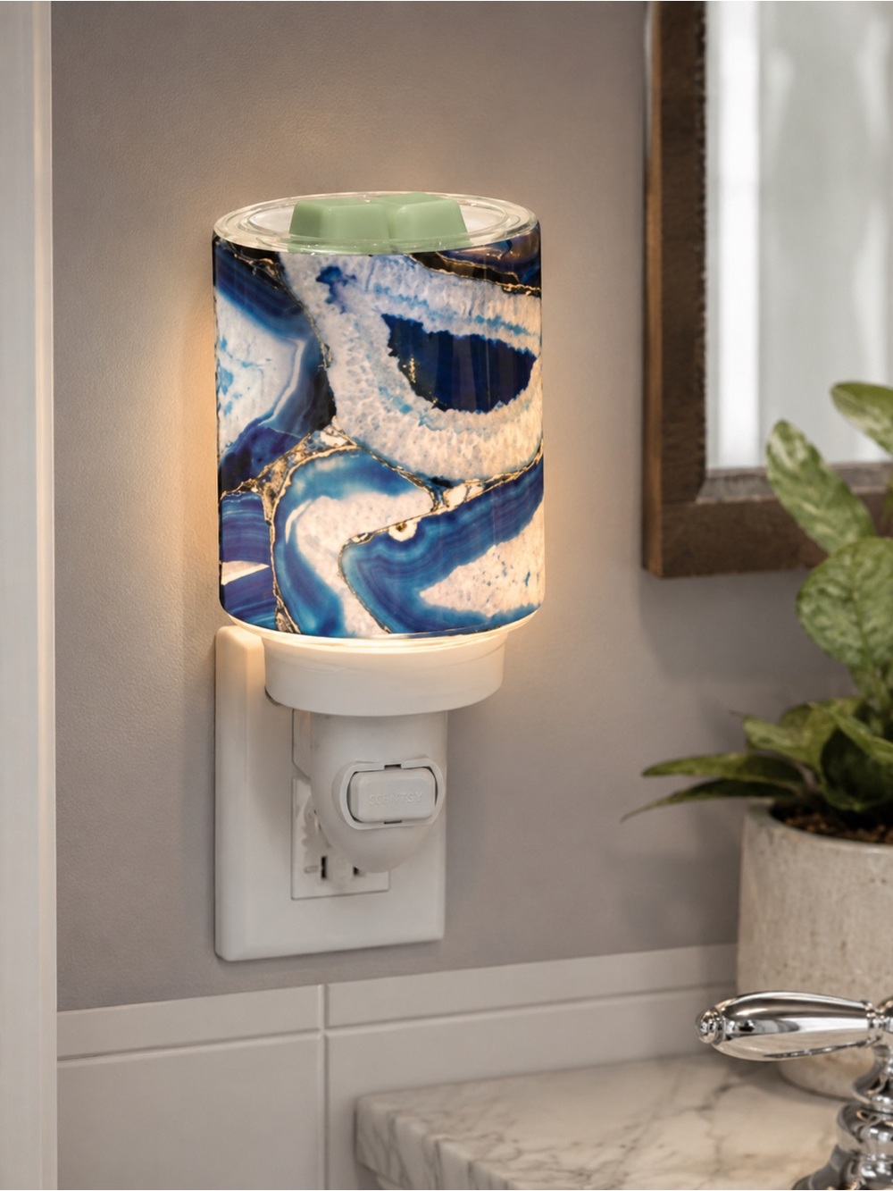 Blue Agate Plug-In Wall Night Light Warmer